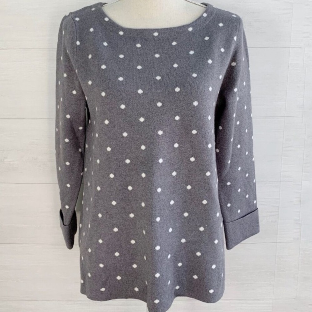 Cynthia Rowley Wool Sweater Gray Polka Dot Extra Small